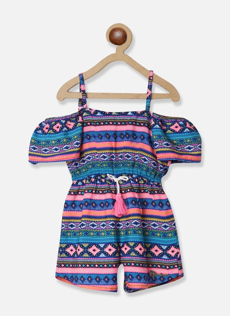 Nautinati Girls' All-over Geomtric Print Waist Tie-up Jumpsuit - Image 2